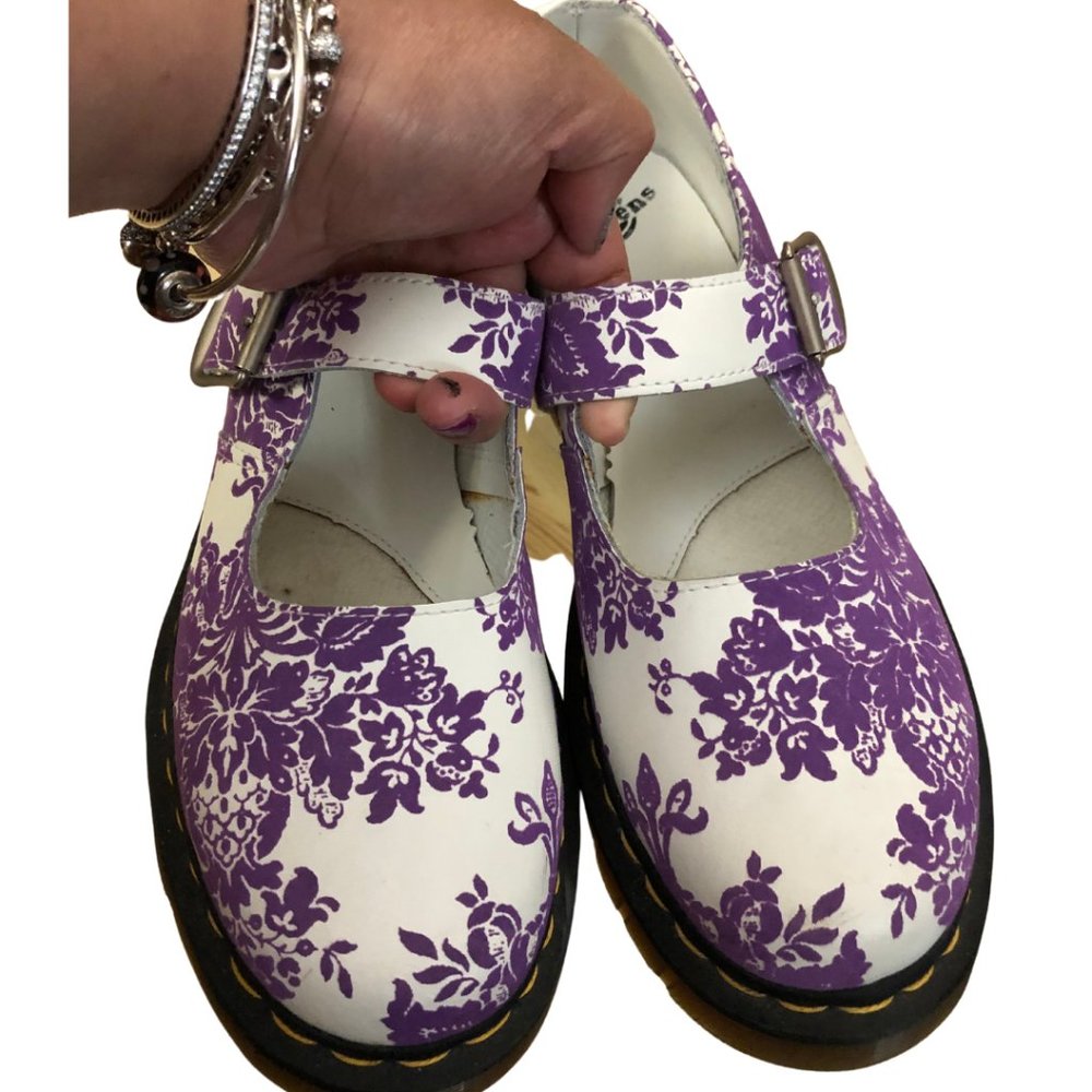Dr. Martens Mary Jane Purple Floral Womens Shoes